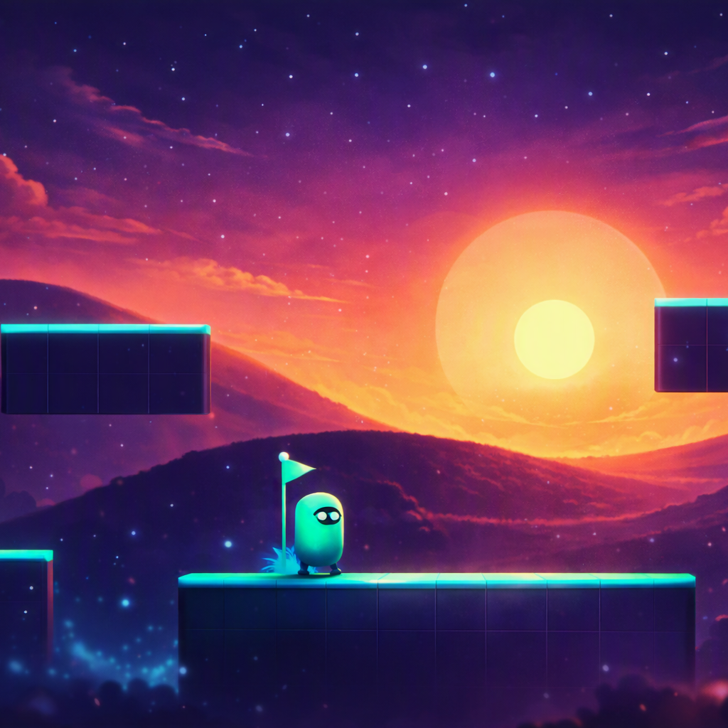 THE10MDG game arena at sunset with neon platforms